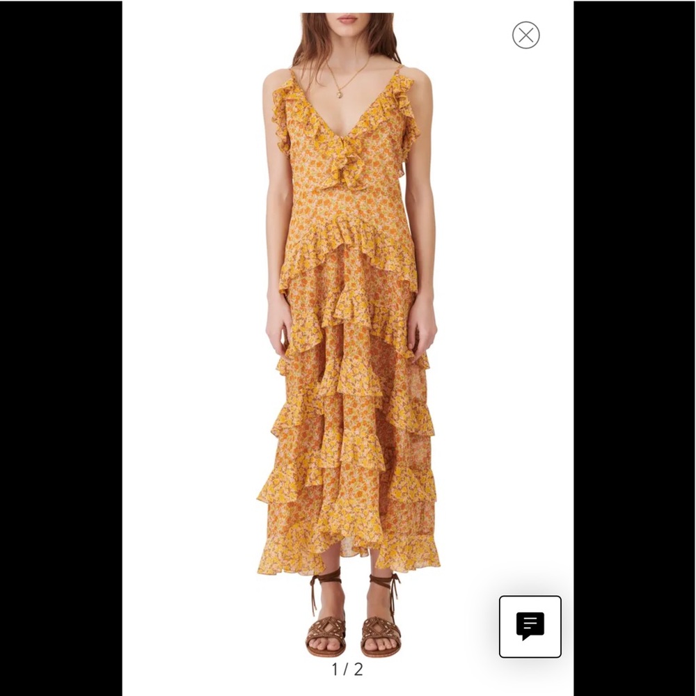 COPY - NWT MAJE Rissol Floral Ruffle Sleeveless Cotton Maxi Dress Size 38/M/2 M…